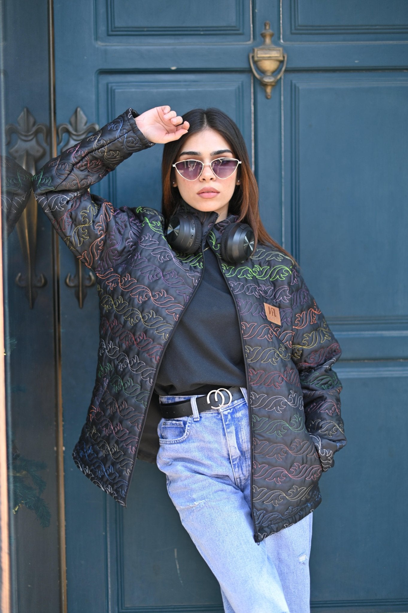 Modern Patterns Jacket Navy Black - Jaara